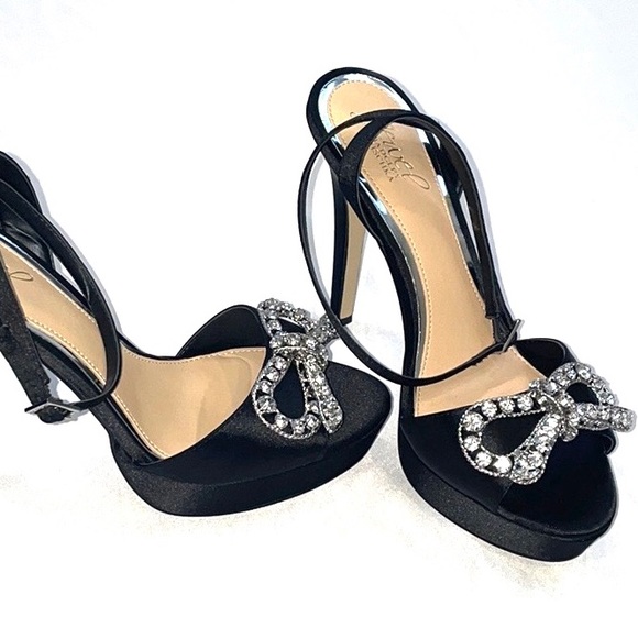 Jewel Badgley Mischka Satin Bow High Heel Size 8.5 - Picture 2 of 4